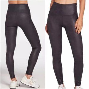CALIA Womens Power Sculpt Faux Leather Leggings Pure Black High Rise NWT Size S